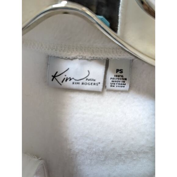 KIM ROGERS Women's Petite S Fleece White Winter Vest Casual Work Full Zip - Picture 4 of 6